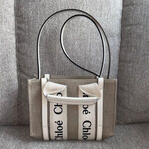 Authentic Chloe Mini Woody Tote Bag In White